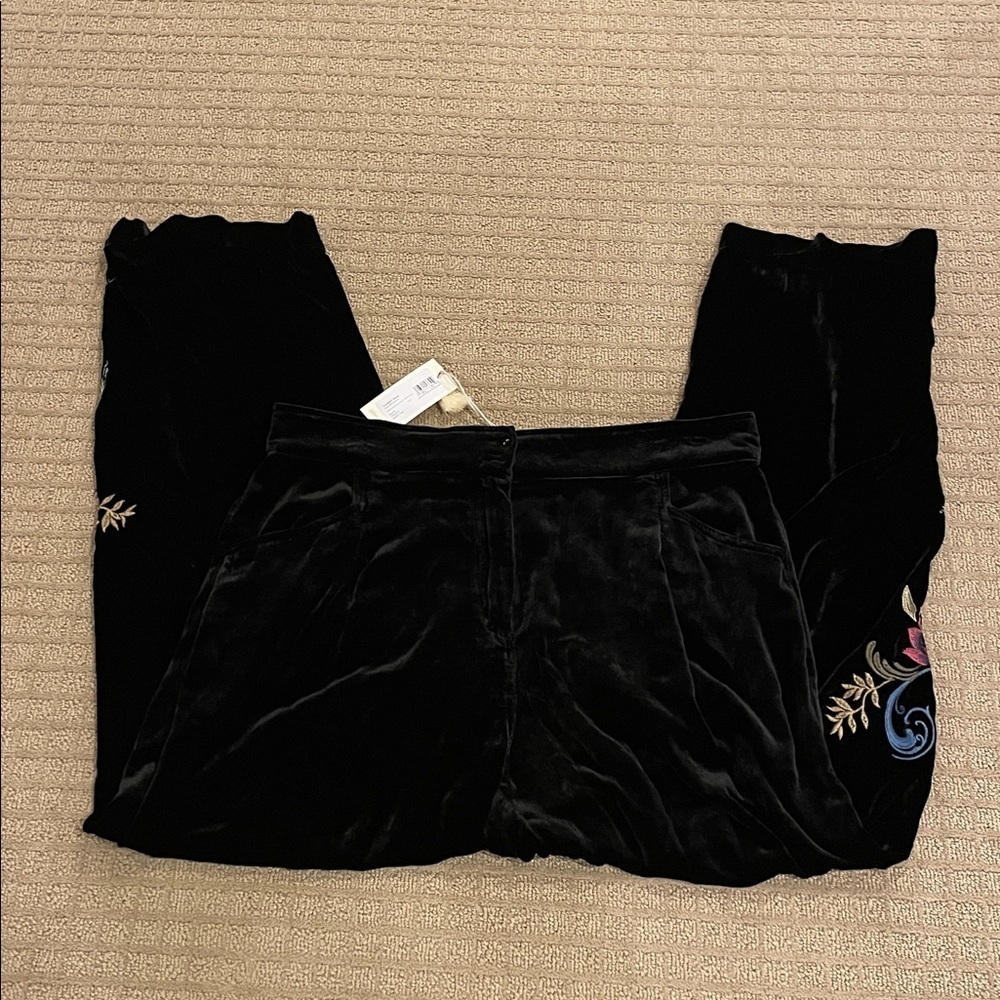 Black Velvet Embroidered Women’s Pants